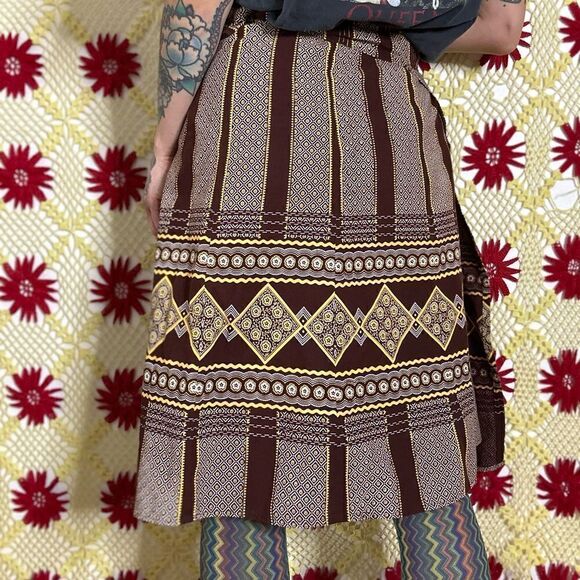 Vintage Dresses & Skirts - Vintage brown boho wrap around skirt